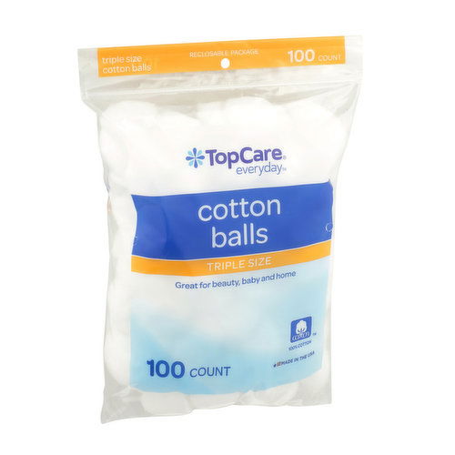 Topcare Triple Size Cotton Balls ( 100 count )