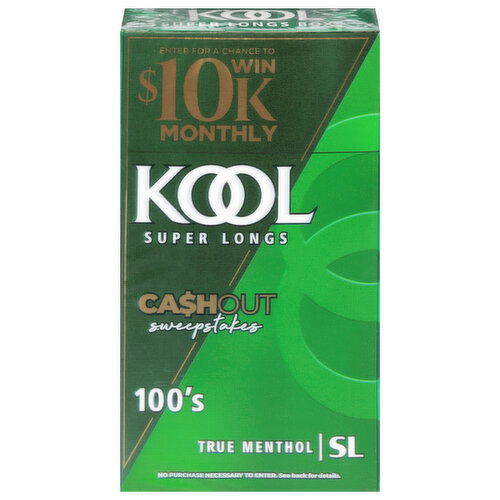 Kool Cigarettes, True Menthol, Super Longs