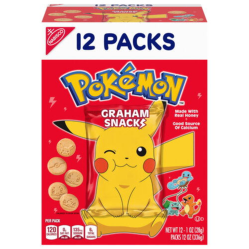 NABISCO Pokemon Graham Snacks, Graham Cracker Snack Cookies, 12 Snack Packs