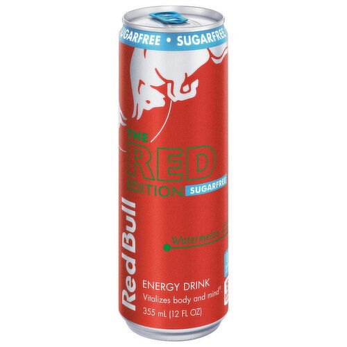 Red Bull Red Edition Sugar Free Energy Drink, Watermelon, 114mg Caffeine,