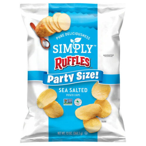 Ruffles Potato Chips, Sea Salted, Party Size