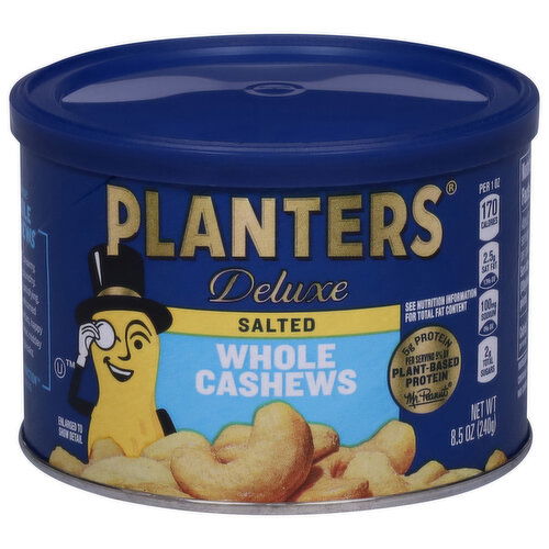 Planters Cashews, Whole, Salted, Deluxe