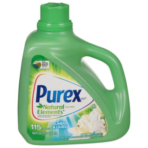 Purex Detergent, Natural Elements, Concentrated, Linen & Lilies - 150 Fluid Ounce
