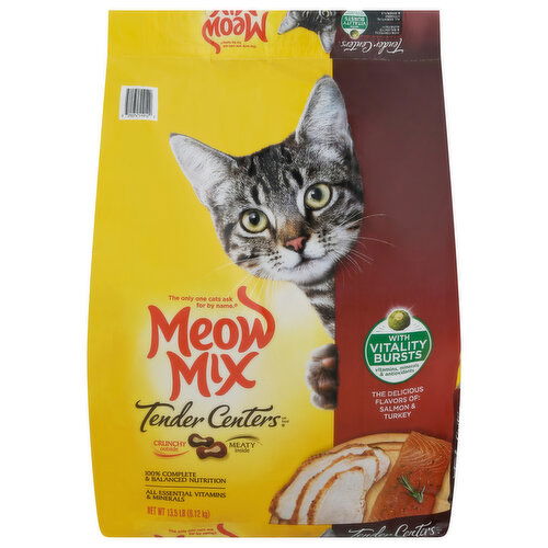 Meow Mix Cat Food, With Vitality Bursts, Salmon & Turkey