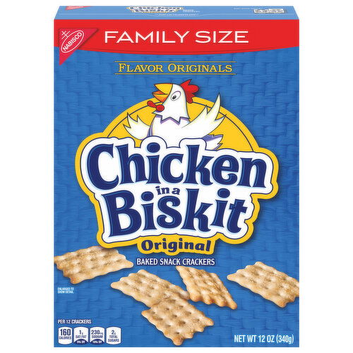 CHICKEN IN A BISKIT Chicken in a Biskit Original Baked Snack Crackers, Family Size, 12 oz