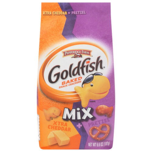 Goldfish Baked Snack Crackers, Mix, Xtra Cheddar + Pretzel - 6.6 Ounce