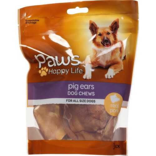 Paws Happy Life Dog Chews, Pig Ears, 3 Pack