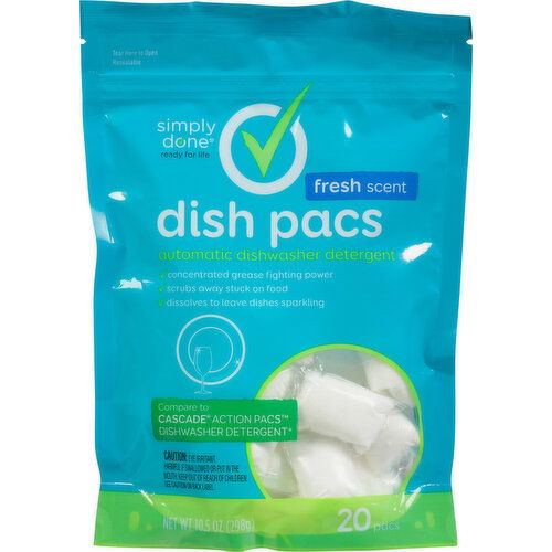 Simply Done Dishwasher Detergent, Automatic, Fresh Scent, Dish Pacs