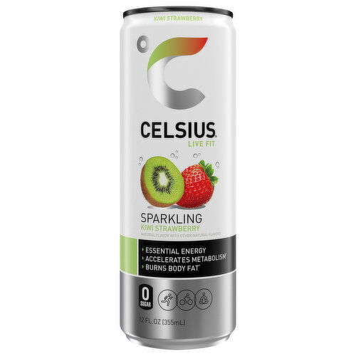 Celsius Energy Drink, Sparkling, Kiwi Strawberry