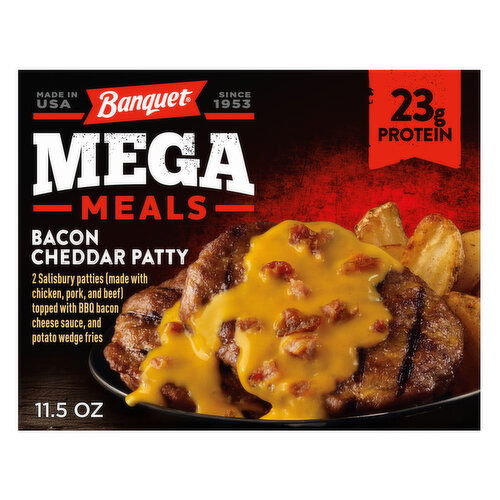 Banquet Mega Meals, Bacon Cheddar Patty, Frozen - 11.5 Ounce