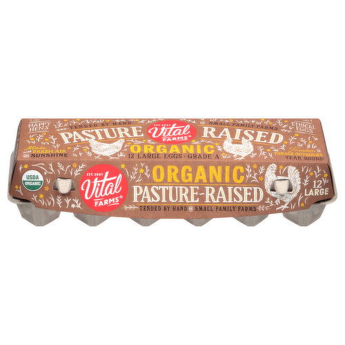 Vital Farms Organic Pasture-Raised Large Eggs - 12 Each