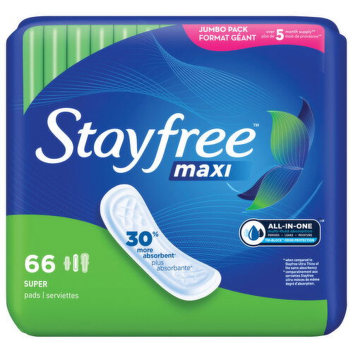 Stayfree Pads, Super, Jumbo Pack