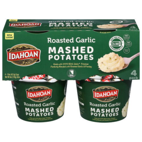 Idahoan Mashed Potatoes, Roasted Garlic, 4 Pack