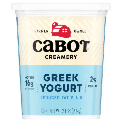 Cabot Creamery Yogurt, Plain, Greek, Reduced Fat