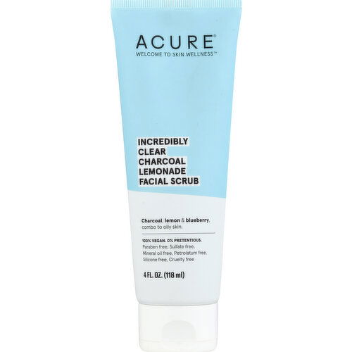 Acure Facial Scrub, Incredibly Clear, Charcoal Lemonade