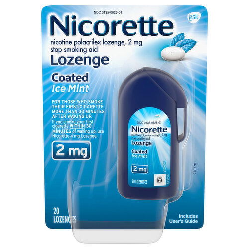 Nicorette Stop Smoking Aid, 2 mg, Coated Ice Mint, Lozenges