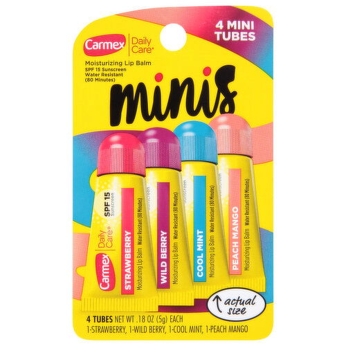 Carmex Lip Balm, Moisturizing, SPF 15, Minis