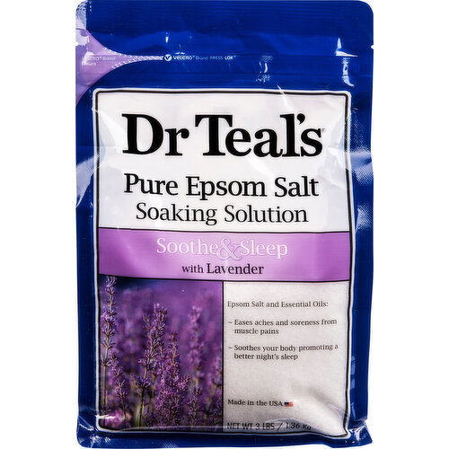 Dr Teal's Soaking Solution, Pure Epsom Salt, Soothe & Sleep with Lavender