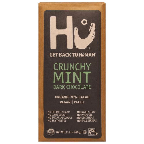 Hu Dark Chocolate, Organic, Crunchy Mint, 70% Cacao