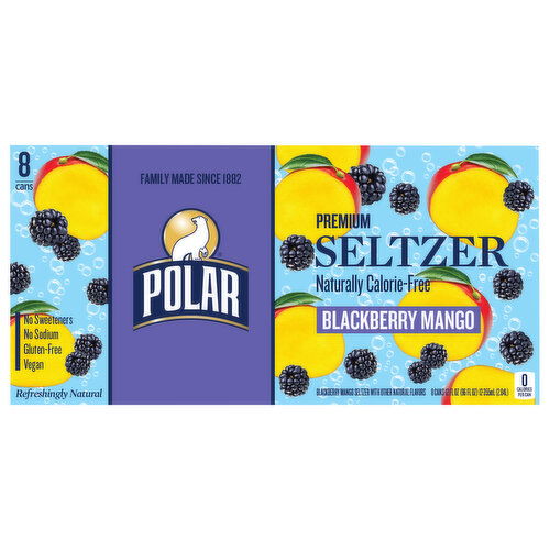 Polar Premium Naturally Calorie-Free Blackberry Mango Seltzer - 8 Each