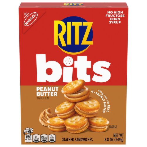 RITZ Bits Peanut Butter Sandwich Crackers, Snacks for Kids and Adults, Lunch Snacks - 8.8 Ounce