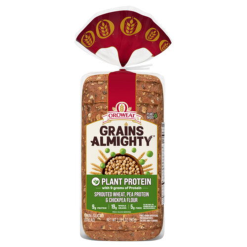 Oroweat Bread, Thin-Sliced, Plant Protein