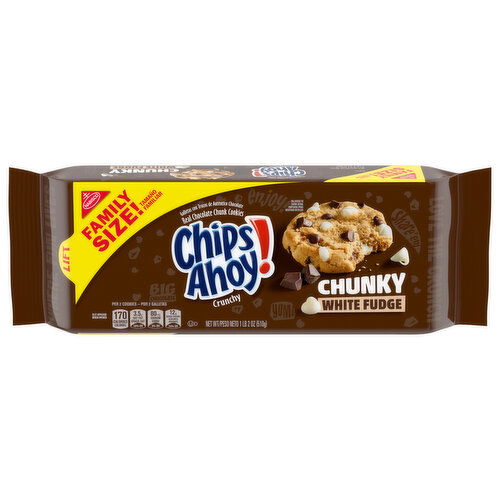 CHIPS AHOY! Chunky White Fudge Chocolate Chunk Cookies, Family Size, 18 oz