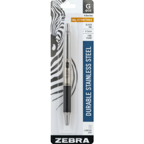 Zebra Gel Pen, Retractable, Black Ink, Fine Point, 0.5 mm