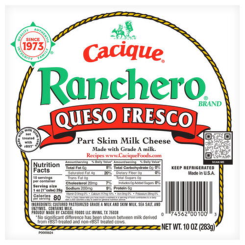 Cacique Cheese, Part Skim Milk, Queso Fresco