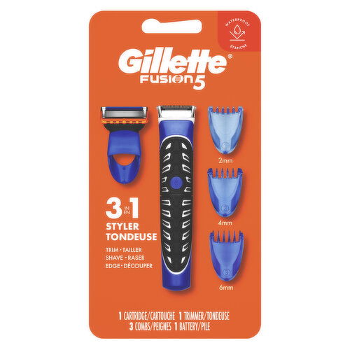 Gillette Fusion5 Styler Trimmer for Men, 1 Trimmer and 3 Combs