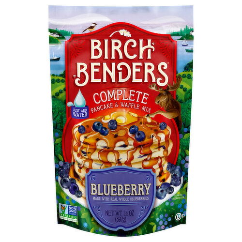 Birch Benders Pancake & Waffle Mix, Complete, Blueberry - 14 Ounce