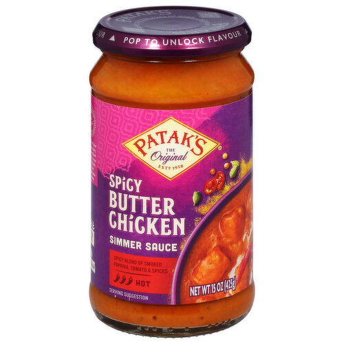 Patak's Simmer Sauce, Spicy Butter Chicken, Hot