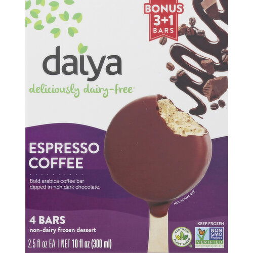 Daiya Frozen Dessert Bars, Non-Dairy, Espresso Coffee, 4 Pack