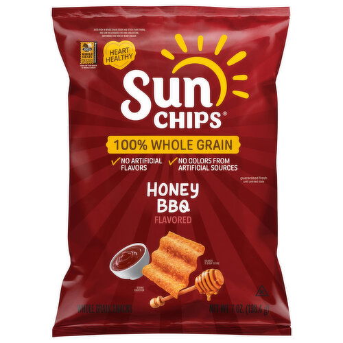 SunChips 100% Whole Grain Honey BBQ Flavored Whole Grain Snacks - 7 Ounce