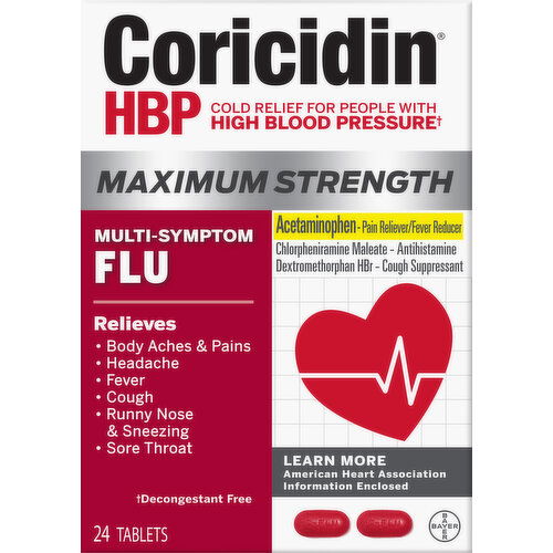 Coricidin Multi-Symptom Flu, Maximum Strength, Tablets