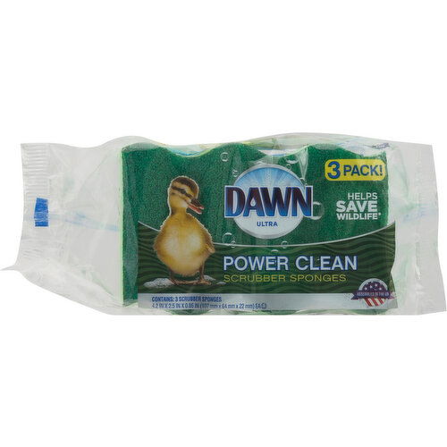 Dawn Scrubber Sponges, Power Clean, 3 Pack