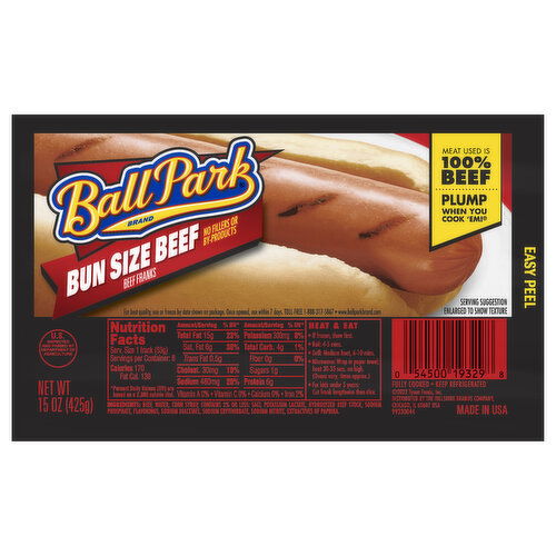 Ball Park Bun Size Beef Franks - 15 Ounce
