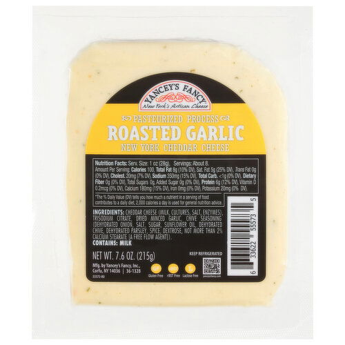 Yancey's Fancy Cheese, New York Cheddar, Roasted Garlic