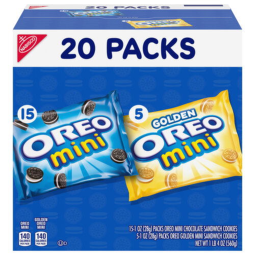 OREO Mini Mix Sandwich Cookies Variety Pack, 20 Snack Packs