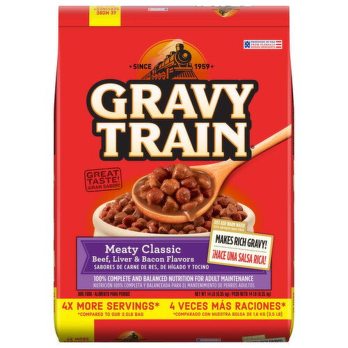 Gravy Train Dog Food Beef Liver Bacon Flavors Meaty Classic Super 1 Foods