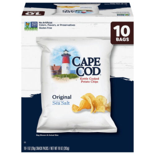 Cape Cod Potato Chips, Kettle Cooked, Original - 10 Each