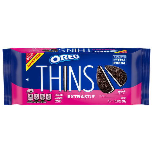 OREO Thins Extra Stuf Chocolate Sandwich Cookies, Family Size