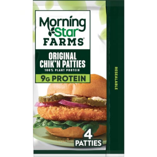 MorningStar Farms Plant Based Chik'n Patties, Original - 10 Ounce