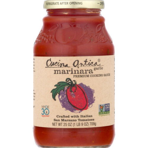 Cucina Antica Cooking Sauce, Premium, Marinara Garlic