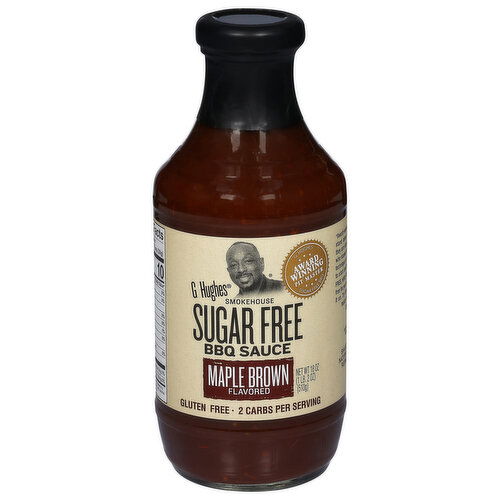 G Hughes BBQ Sauce, Sugar Free, Maple Brown Flavored, Smokehouse