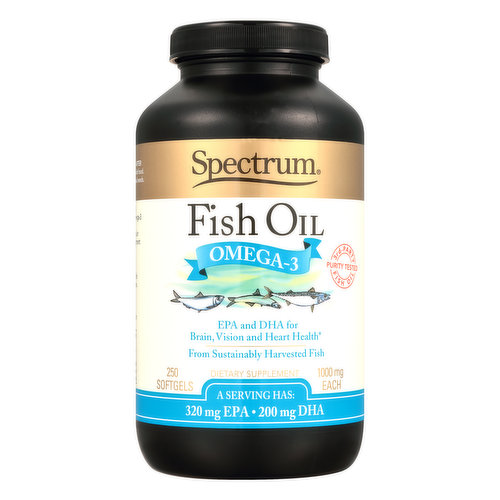 Spectrum 1000mg Fish Oil Omega-3 Dietary Supplement Softgels