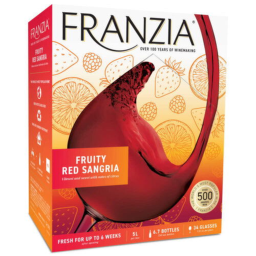 Franzia Fruity Red House Favorites Blend California Sangria Box, 5.0 L