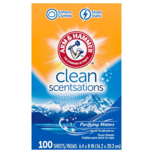 Arm & Hammer Dryer Sheets, Purifying Waters