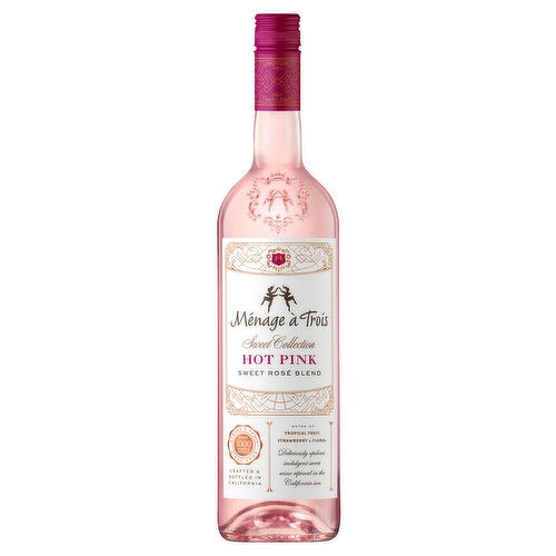 Menage a Trois Hot Pink Sweet Rose Blend Collection California Wine, 750 ml    