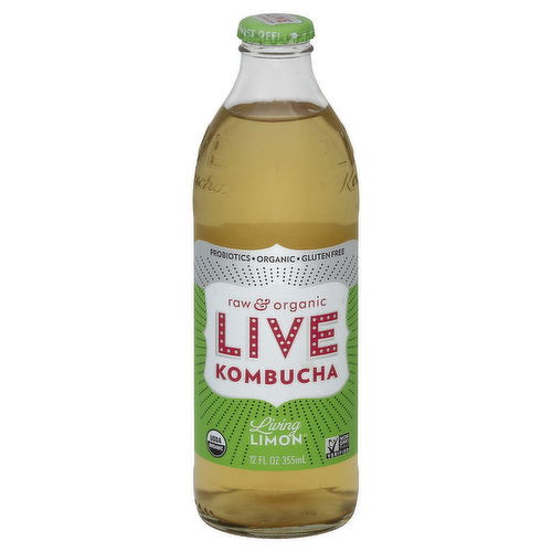 Live Kombucha Soda, Raw & Organic, Living Limon